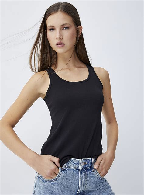 Wide Straps Scoop Neck Cami Slim Fit Twik Women U2019s Basic T