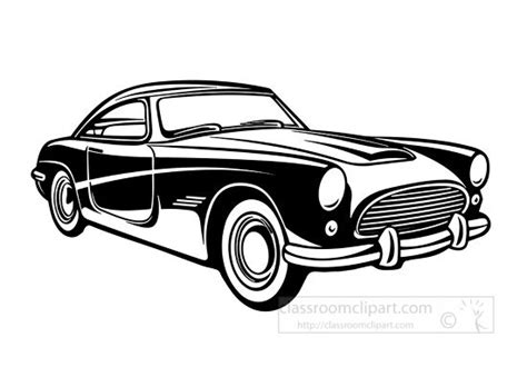 Cars Outline Clipart-Classic Car two door black white silhouette clipart