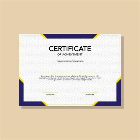 Blue And Yellow Certificate Of Achievement Vector Template 17227551