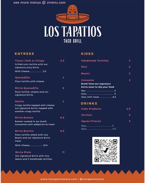 Carta Del Restaurante Los Tapatios Taco Grill West Valley West