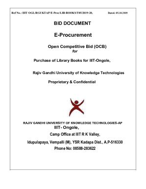 Fillable Online Bid Document Open Competitive Bid Ocb For Procurement