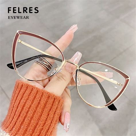 Metal Cat Eye Anti Blue Light Eyeglasses For Women Clear Lens Glasses Frames Ebay