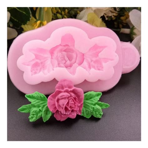 Molde Silicona Rosa Flor C Hoja Reposteria Fondant Belgrano Mercadolibre