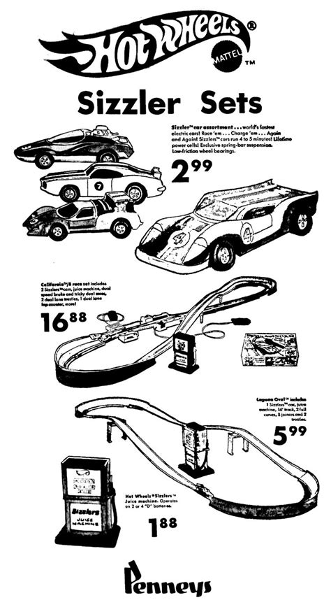 Penneys Hot Wheels Mattel Sizzlers August 1970 Hot Wheels Mattel Hot Wheels Vintage Ads