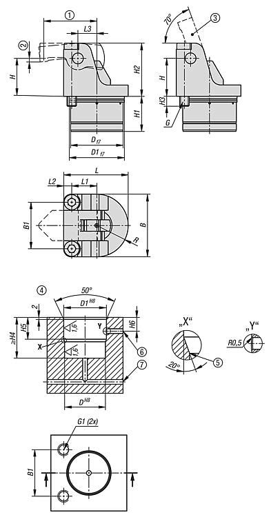 Vérin de bridage à levier rotatif pneumatique à double effet Machines