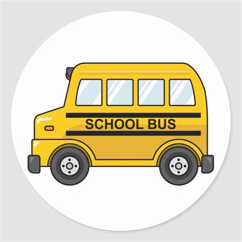 Cartoon Yellow and Black School Bus Classic Round Sticker | Zazzle ...