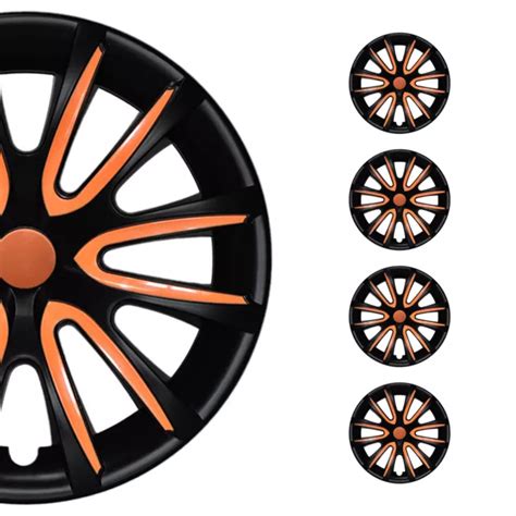 Wheel Covers Hubcaps For Nissan Sentra Black Matt Orange Matte Eur