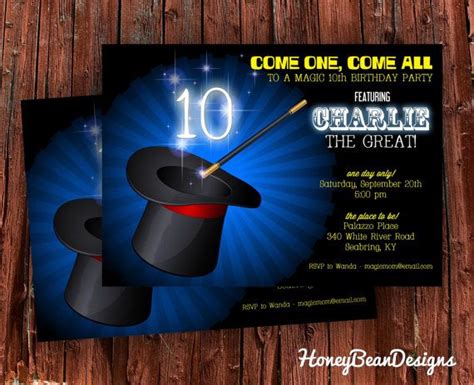 Printable Magic Show Birthday Party Invitation By Honeybeandesigns 14