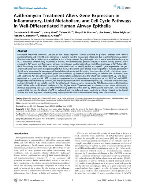 PDF Azithromycin Treatment Alters Gene Expression In Inflammatory