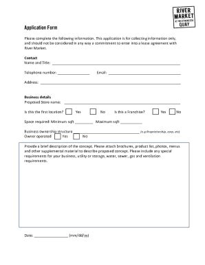 Fillable Online Application Form For Commercial Space At River Market