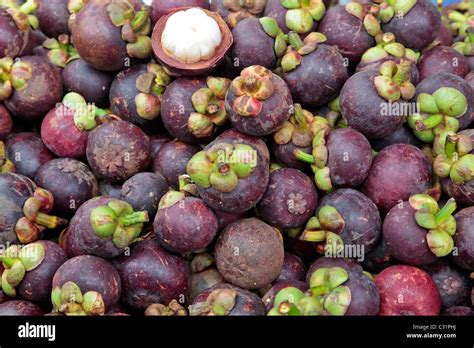 A STALL FULL OF MANGOSTEEN, TROPICAL FRUIT, THAILAND, ASIA Stock Photo - Alamy