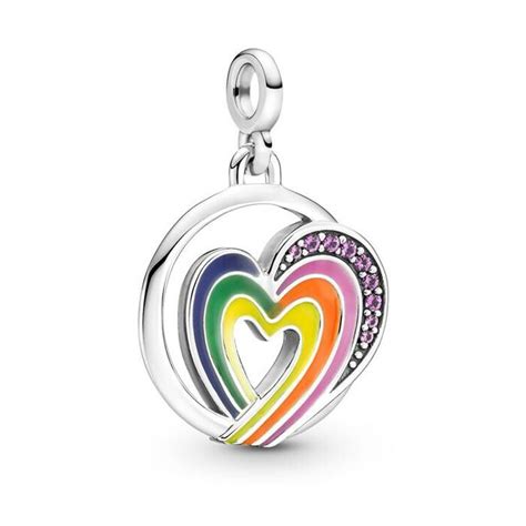 Achat Collier Pandora Me Médaillon Cœur De Liberté Arc en ciel en argent