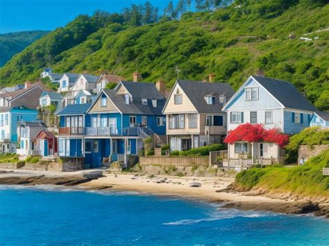 Premium Ai Image A Coastal Town With Quaint Houses