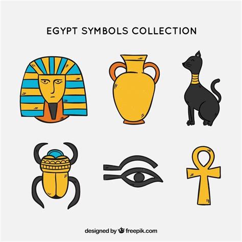 Free Vector Hand Drawn Egypt Symbols And Gods Collection Egypt Art