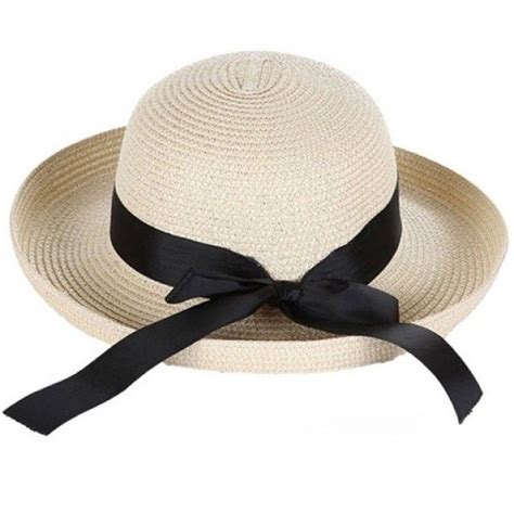 Chic Black Bow Ribbon Embellished Flanging Straw Hat For Women €691 Liked On Polyvore