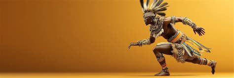 A Dynamic Sculpture Of A Tribal Dancer In Full Ceremonial Attire