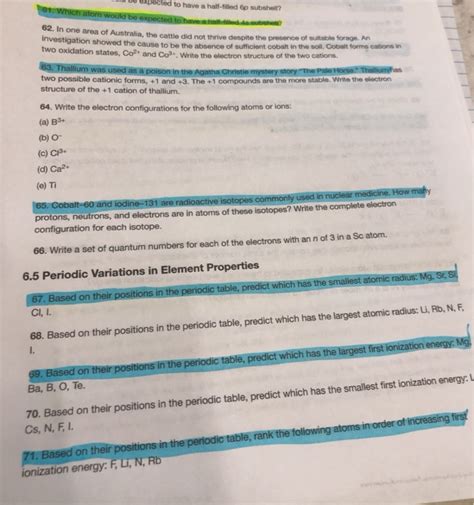 Solved O Expected To Have A Half Filled P Sushell 61 Which