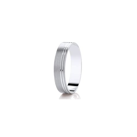 Faith Wedding Rings Argentium Double Line Brushed Finish Flat Court 5mm