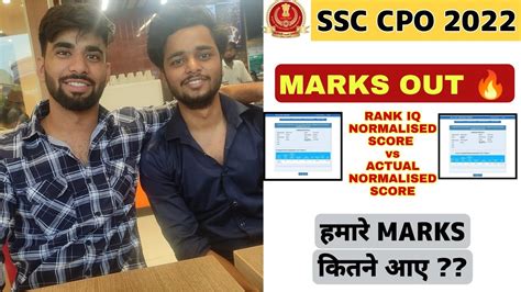 Ssc Cpo Marks Out Our Marks Rank Iq Vs Actual Normalisation