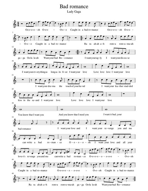 Bad Romance Lady Gaga Sheet Music For Violin Solo