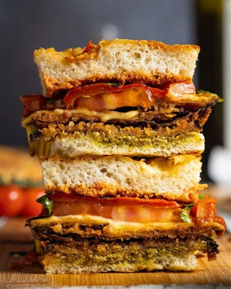 Eggplant Parmigiana Focaccia Sandwich Vegan Romy London