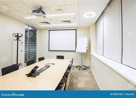 Small Meeting or Training Room with TV Projector Stock Image - Image of ...