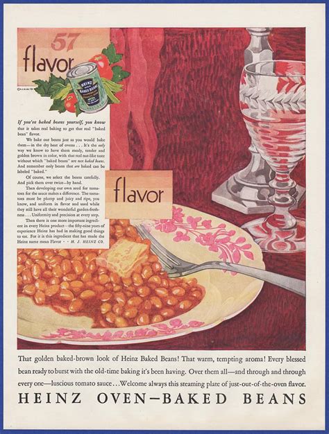 Vintage 1928 Heinz Oven Baked Beans Food Kitchen Art Decor Print Ad