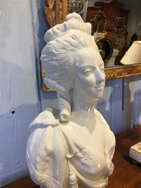 Proantic Bust Of Marie Antoinette Enamelled Earthenware Xixth