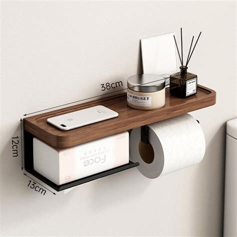 Rustic Toilet Paper Holder With Shelf Etsy