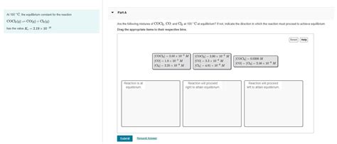 Solved At C The Equilibrium Constant For The Reaction Chegg