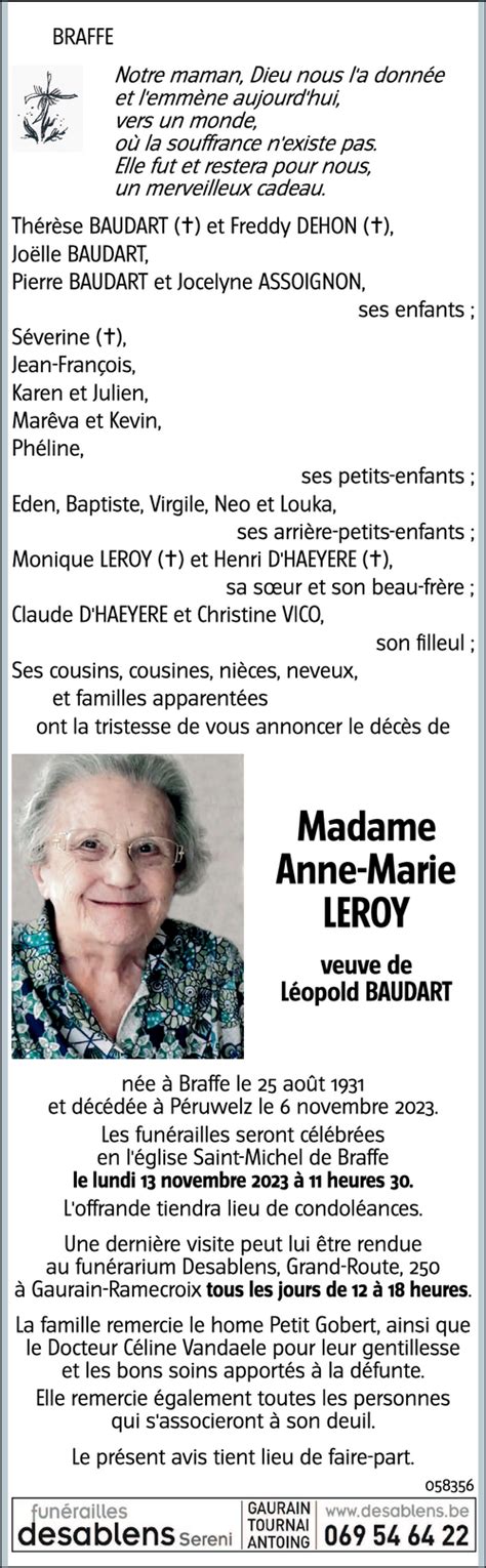 Anne Marie Leroy Inmemoriam