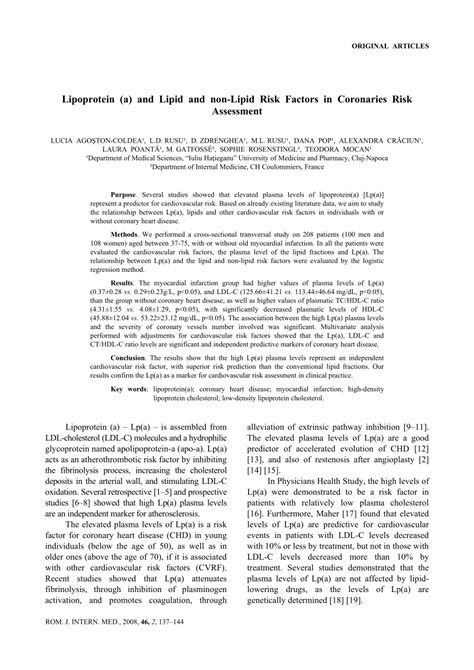 (PDF) Lipoprotein (a) and Lipid and Non-Lipid Risk Factors in ...