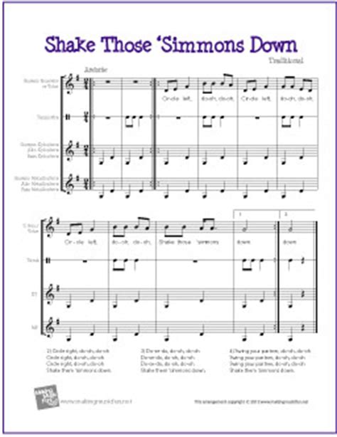 Shake Those Simmons Down Free Orff Orchestration Sheet Music