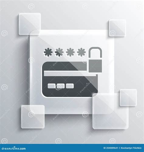 Grey Credit Card With Lock Icon Isolated On Grey Background Locked