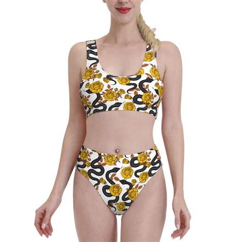 Jgfou Snake And Rose Print Women S Bikini Set Two Piece Sports Swimwear Large Walmart