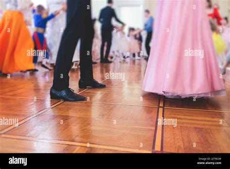 Couples Dance On The Historical Costumed Ball In Historical Dresses