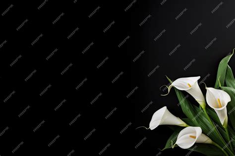 Premium Ai Image Calla Lily Flowers On Black Background Sympathy Card