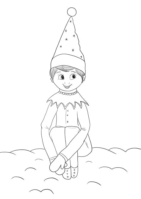 Dibujo De Elfo Sentado En El Estante Para Imprimir Y Colorear Gratis