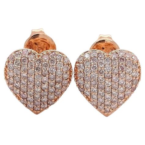 No Reserve Price Carat Pink Diamonds Kt Rose Gold Earrings For