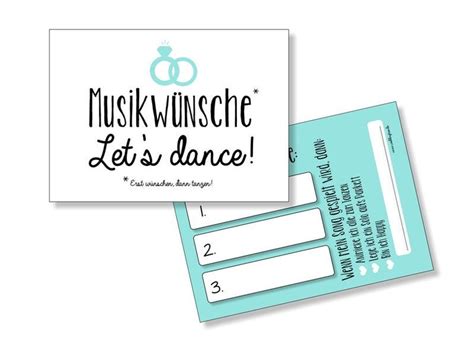 Musikwunschkarten zur Hochzeit Musikwünsche für den DJ Etsy de