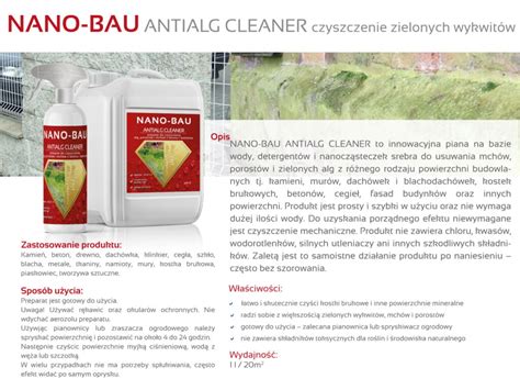 Nano Bau Antialg Cleaner Preparat Do Usuwania Zielonych Wykwit W