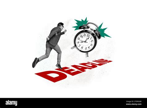 Creative Picture Collage Running Businessman Hurry Meet Deadline Time