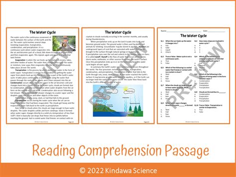 The Water Cycle Reading Comprehension Passage And Questions Pdf