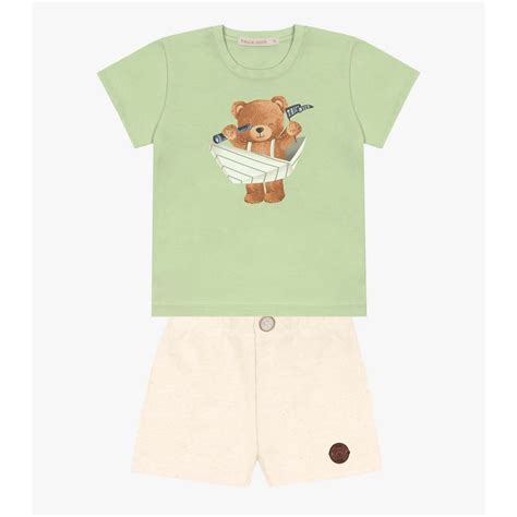 Conjunto Infantil Camiseta Bermuda Trick Nick Verde Shopee Brasil