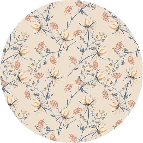 Tapis Vinyle Rond Fleurs Et Plantes Botanique