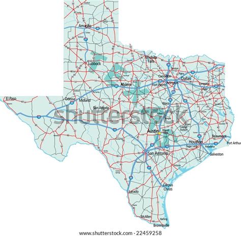 Texas State Interstate Us Highway Map Stock Vector (Royalty Free) 22459258