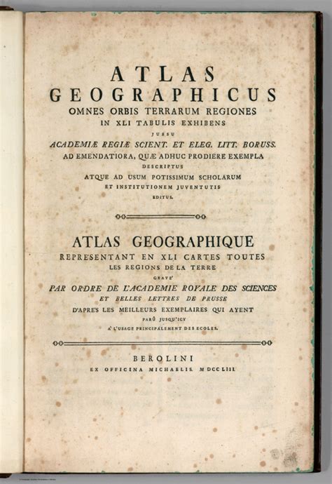 Title Page To Atlas Geographicus Omnes Orbis Terrarum Regiones In Xli