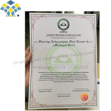 Customized Watermark Security UV Red Fiber Hologram Hot Stamped Security Printing Certificate