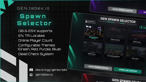 PAID QB ESX GEN Spawn Selector 4 Color Themed FiveM Releases