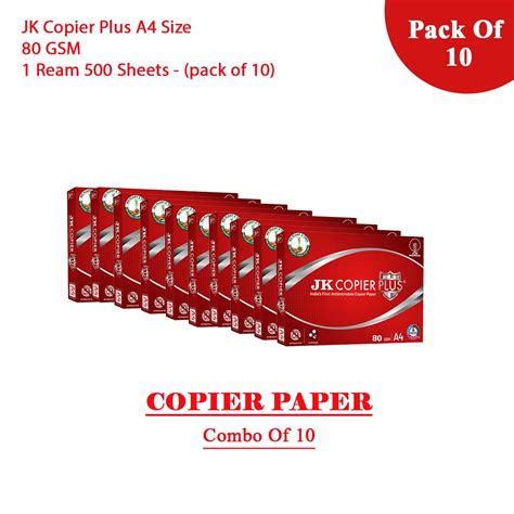 Jk Copier Plus A Size Gsm Copier Paper Ream Sheets Pack